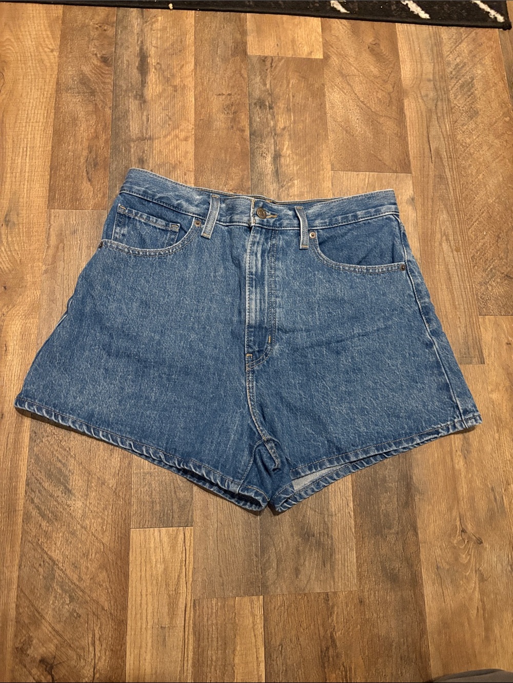 Classic High-Rise Blue Denim Shorts